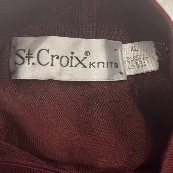 [XL] VTG St Croix Sweater Mens Burgundy Pullover Ribbed Knit Long Sleeve Stretch - Picture 5 of 5
